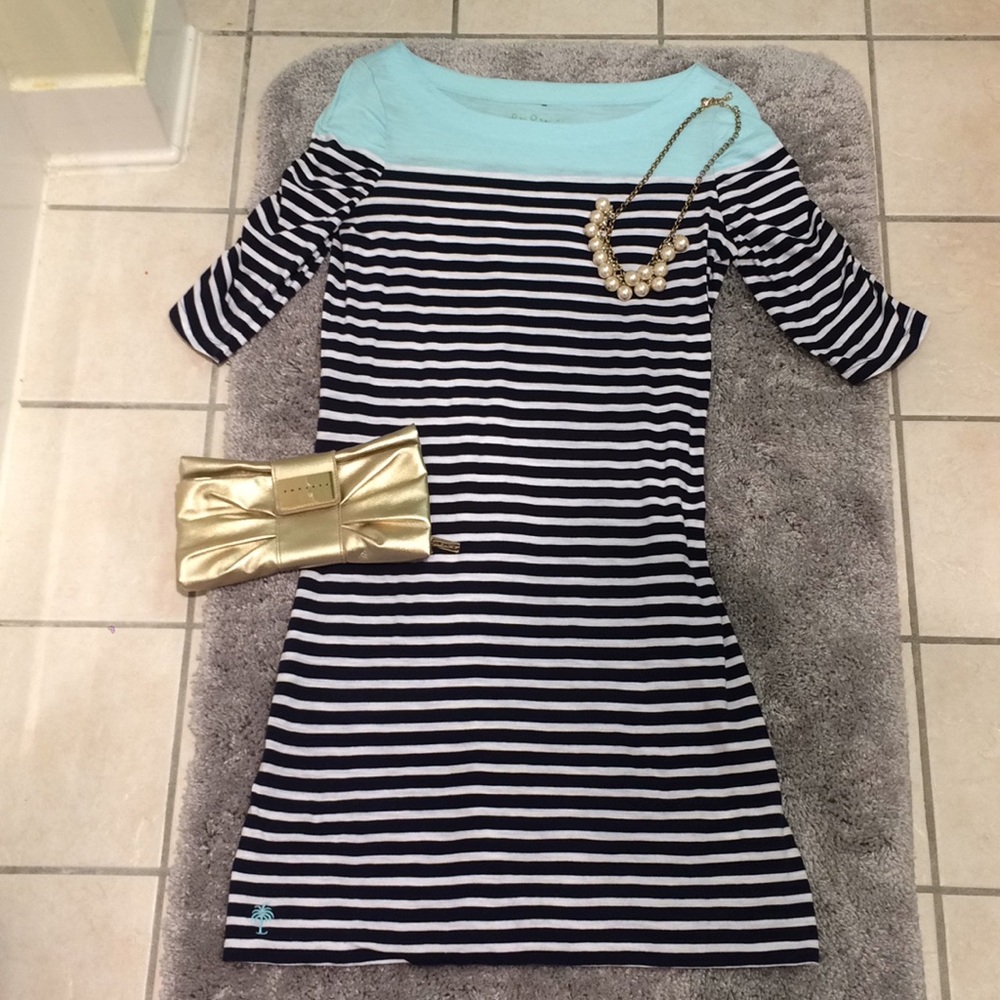 LILLY PULITZER Navy White Striped Dress